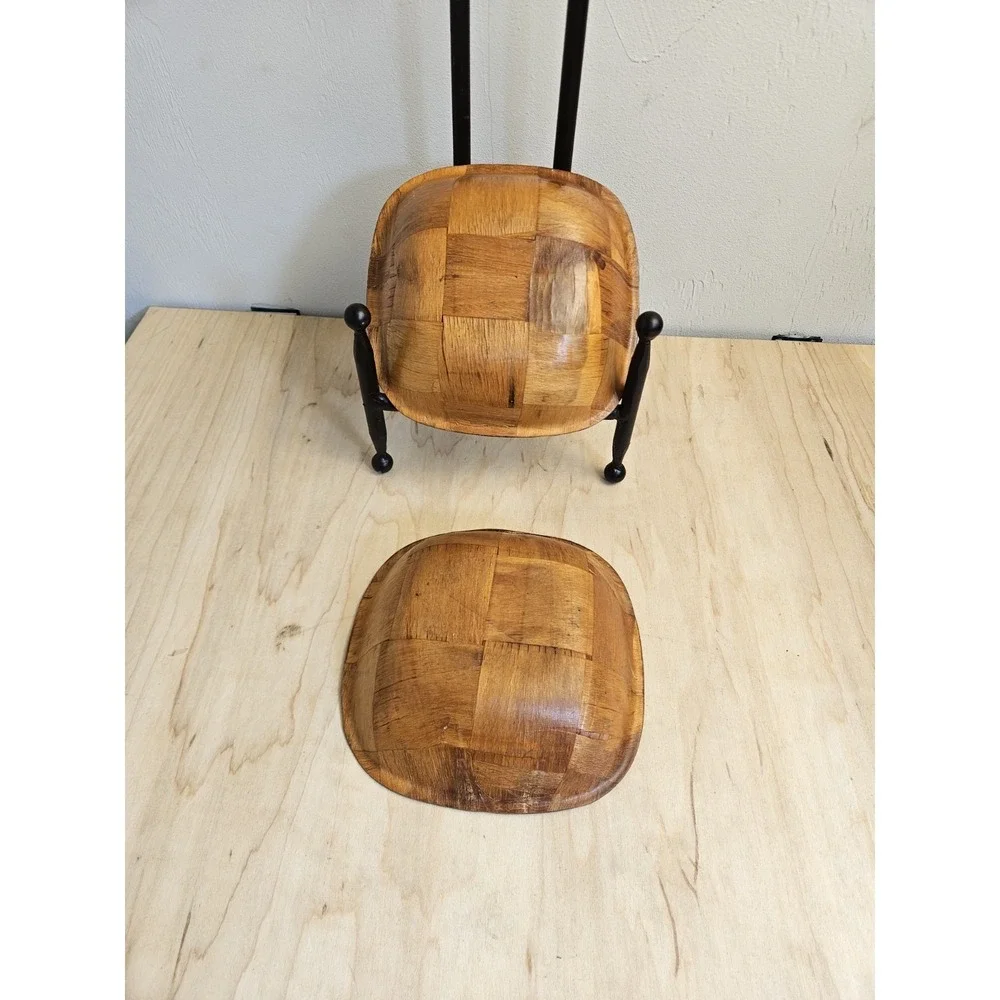 Vintage Parquet Wood Bowls 6